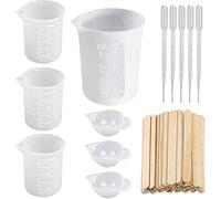 Kueohse Vasos Medidores de Silicona para Resina Epoxi, Vasos Mezcladores Reutilizables Jarras Recipiente de FundicióN de Resina con Varillas Mezcladoras para Resina
