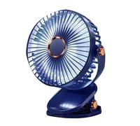 Kueohse Ventilador con Clip de 6 Pulgadas, 1200 MAh, Recargable por USB, Fuerte Energía Eólica, Mini Ventilador Silencioso y Conveniente para Oficina de Escritorio, Azul