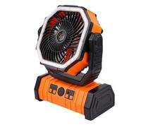 Kueohse Ventilador de Batería de 20000 MAh Recargable con Gancho y Luz LED Brillante, Control Remoto, Temporizador, Oscilación Automática, Ventilador Inalámbrico, Color Naranja