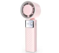 Kueohse Ventilador Turbo de Mano, Potente [20 Horas de Enfriamiento Máximo], Mini Ventiladores, Pantalla LED, para Mujeres y Hombres, para Exteriores e Interiores, Color Rosa.