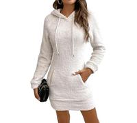 Kueohse Vestido Ajustado con Capucha para Mujer, Estilo Sudadera de Larga y Tejido Suave, Estilo Minivestido S