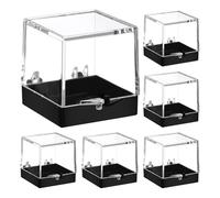 Kueohse Vitrina de Plástico Transparente para Colección de Rocas, 6 Unidades, Organizador Resistente para Guardar Piedras Preciosas, Joyas y Objetos de Colección.