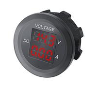 Kueohse VoltíMetro Digital LED para AutomóVil CC 12V / 24V LED VoltíMetro Dual AmperíMetro Medidor de Voltaje para AutomóVil Universal Impermeable Rojo