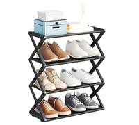 Kueohse Zapatero en Forma de X para el Hogar, Zapatero Multifuncional de Acero para Dormitorio de Estudiantes, Estante de Almacenamiento una Prueba de Polvo, Negro