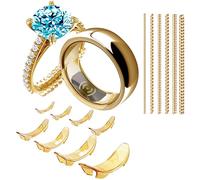 Kueroami Medidores de anillos para anillos sueltos, kit de apriete de anillos dorados 2 en 1, protectores de clips invisibles y ajustador de bobinas, insertos espaciadores para detener el giro del