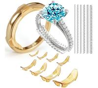 Kueroami Medidores de anillos para anillos sueltos, kit de apriete de anillos dorados 2 en 1, protectores de clips invisibles y ajustador de bobinas, insertos espaciadores para detener el giro del