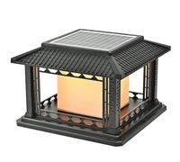 KUEYANB Farola Solar Con Sensor Automático, Lámpara De Pilar Alimentada Por Energía Solar Para Jardín, Patio, Césped, Estilo Chino, Lámpara De Columna, Apta Para Lugares Húmedos, Resistente Al Agua