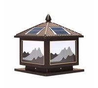 KUEYANB Lámpara De Columna Solar Para Exteriores, Impermeable, Estilo Retro Chino, Para Jardín, Patio O Porche. Apta Para Lugares Húmedos. Luminaria Exterior Con Sensor Automático Para Patio.