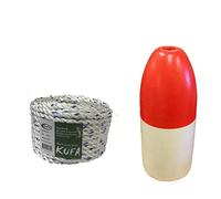KUFA Sports Flotador de Bala Rojo/Blanco de 11 Pulgadas y Cuerda de hundimiento sin Plomo de 5/16 Pulgadas x 100 pies para Maceta de Cangrejo (FWM-100)