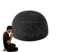 Kufi Hat - Crochet Hat 58cm, Breathable Polyester Cap | Embroidery Prayer Headwear For Dad Grandpa, Long Lasting Stretchable Skullcap Present For Husband Son Families Friends Occasions Daily Wear