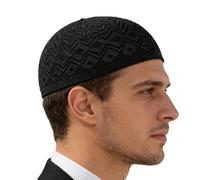 Kufi Hat for Men - Soft Embroidery Skull Beanie Cap, Elastic Breathable Crochet Kufi Hat, Comfortable Stretchable Cap for Dad Grandpa Husband Son | Stylish Ethnic Hats for Special Occasions