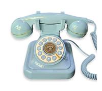 Kufughty Teléfono fijo vintage con cable estilo retro, toma de pared, teléfono antiguo de casa, color azul