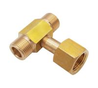 Kufughty W21.8-14 Botella de Tanque de CO2 Conexión en T Roscada de Latón Conector de 3 Vías Adaptador de Llenado de Carga para Acuario de Cerveza