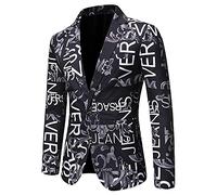 KUGO Men Jacket Handsome Lapel Temperament Suit Jacket Men Spring Autumn Design Prom Blazer Jacket Men Slim Fit Wedding Western Jacket Men A-Black XXL
