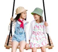 Kugooyi Columpio de madera para exteriores, columpio para adultos, niños, jardín, parque infantil, columpio con cuerda de cáñamo ajustable para interior y exterior (60 x 25 cm)
