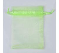 KUGRRFRC 100 unids/Lote 5x7cm Bolsas de Organza para Embalaje de joyería 24 Colores para selección Ajuste Regalo de Boda Caramelo pequeña Bolsa al por mayor-11 Verde Claro, 5x7cm