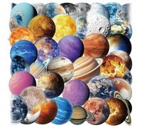 KUGUJOM 50 pegatinas de planetas, pegatinas de PET transparentes, para álbumes de recortes, pegatinas para el espacio exterior, pegatinas vintage para diario, álbum de fotos, calendario, tarjetas