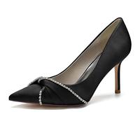 KUHAOFEU Bombas De Tacón Alto con Punta Puntiaguda para Mujer Zapatos De Fiesta con Tacón De Aguja Sexy para Boda Noche Formal,Negro,41 EU