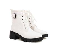 KUHAOFEU Botas de Senderismo para Mujer Antideslizante Ligero Impermeable Tobillo Botas de Nieve Cálido Invierno Zapatos Casuales para Trabajar al Aire Libre,Blanca,35 EU