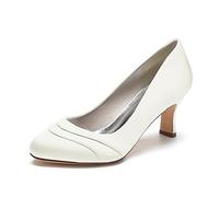 KUHAOFEU Cerrado Ronda Dedo del pie del Gatito bajo talón Oficina Trabajo Bombas Iglesia Formal Negro Zapatos Vestido de Novia Fiesta Zapatos de Las Mujeres,Marfil,39 EU