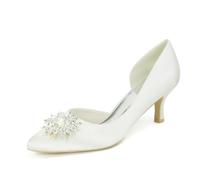 KUHAOFEU Mujer Puntera Puntiaguda Tacón Bajo Zapatos Vestido para Boda, Oficina, Evento Formal, Fiesta De Graduación,Marfil,36 EU