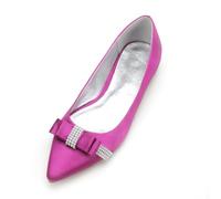 KUHAOFEU Mujer Zapatos De Novia De Tacón Bajo Bailarinas Puntiagudo Lazo Zapatos De Vestir,Púrpura,40 EU