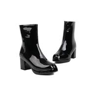 KUHAOFEU Mujeres Botas De Tacón Alto De Cuero Chelsea Botines Calientes Zapatos De Invierno Al Aire Libre,Negro,43 EU