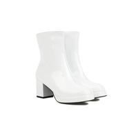 KUHAOFEU Mujeres Botas De Tacón Alto De Cuero Chelsea Botines Calientes Zapatos De Invierno Al Aire Libre,Blanca,48 EU