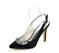 KUHAOFEU Zapato De Tacón Alto para Mujer Sandalia Destalonado con Puntiaguda Tacón Aguja Zapatos De Novia De Boda,Negro,36 EU