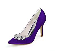 KUHAOFEU Zapatos De Boda para Mujer con Tacón De Aguja Punta Cerrado Bombas De Satén para Novia, Fiesta De Graduación O Vestido De Fiesta,Dark Purple,38 EU