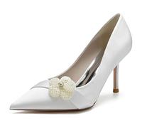 KUHAOFEU Zapatos de Mujer de Tacón Alto Punta Puntiaguda 8.5 cm Zapatos de Tacón para Fiesta Boda Club Noche,Blanca,37 EU