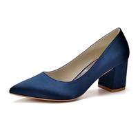 KUHAOFEU Zapatos De Tacón Alto Cómodos Mujer Zapatos De Salón Clásicos Formal Zapatos De Vestir con Punta Puntiaguda,Dark Blue,41 EU