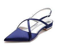 KUHAOFEU Zapatos Planos con Correa Trasera para Mujer sin Cordones de Punta Puntiaguda - Sandalias de Verano para el Trabajo, Fiestas, Bodas, Bailes de graduación,Armada,42 EU