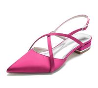 KUHAOFEU Zapatos Planos con Correa Trasera para Mujer sin Cordones de Punta Puntiaguda - Sandalias de Verano para el Trabajo, Fiestas, Bodas, Bailes de graduación,Fuchsia,39 EU