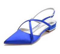 KUHAOFEU Zapatos Planos con Correa Trasera para Mujer sin Cordones de Punta Puntiaguda - Sandalias de Verano para el Trabajo, Fiestas, Bodas, Bailes de graduación,Azul,41 EU