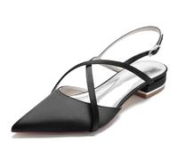 KUHAOFEU Zapatos Planos con Correa Trasera para Mujer sin Cordones de Punta Puntiaguda - Sandalias de Verano para el Trabajo, Fiestas, Bodas, Bailes de graduación,Negro,43 EU