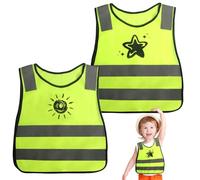 KUHAWL 2 Piezas Chalecos Reflectantes para Niños, Chalecos Seguridad para Niños (3-12 Años), Visibilidad a 360° Amarillo Chalecos Reflectantes para Carrera Ciclismo Senderismo y Viajes Escolares