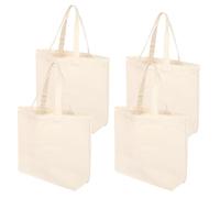 KUHAWL 4 bolsas de algodón, 40 x 35 cm, bolsas de la compra grandes, bolsas de yute sin estampado, bolsas de tela de algodón para pintar, bolsas de algodón plegables para deportes, compras, alimentos