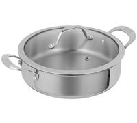 Kuhn Rikon Allround - Cacerola de cocción poco profunda sin revestimiento de 28 cm/5 L, apta para horno con tapa, olla de inducción con tapas a prueba de horno