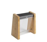 Kuhn Rikon Bloque de cuchillos de bambú helado vacío. Hecho de bambú sostenible con frente de plexiglás transparente. Inserto flexible para varios tamaños de hoja, fácil acceso y extraíble para