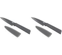 Kuhn Rikon Colori+ - Cuchillo de cocina (hoja recta con protector de hoja, antiadherente, acero inoxidable, 19,5 cm), color gris (Paquete de 2)