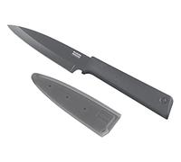 KUHN RIKON Colori+ - Cuchillo de cocina (hoja recta con protector de hoja, antiadherente, acero inoxidable, 19,5 cm), color gris