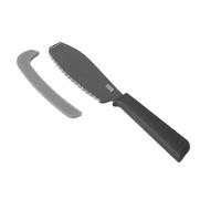 Kuhn Rikon Colori+ - Cuchillo para sándwich - Cuchillo japonés súper afilado de acero inoxidable para pan y sándwich con borde festoneado, punta ralladora para mantequilla fría, funda de seguridad