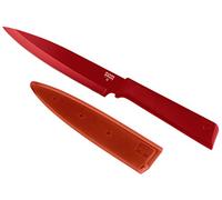 KUHN RIKON, Cuchillo de cocina antiadherente con funda de seguridad Colori +, 23 cm, Rojo