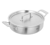 KUHN RIKON Culinary Fiveply - Cacerola poco profunda, 24 cm/3 L, apta para horno, con tapa de acero inoxidable, platos de inducción, aptos para lavavajillas