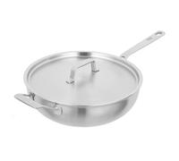 Kuhn Rikon Culinary Fiveply - Sartén Wok de Acero Inoxidable y Aluminio sin Antiadherente con Tapa y Mango Soldado que se Mantiene Frío, 28 cm, Apto para Inducción. Apto para Lavavajillas