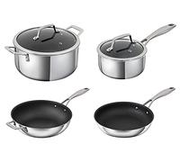 Kuhn Rikon Peak - Juego de utensilios de cocina de inducción antiadherentes, 7 piezas, color plateado