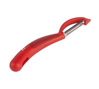 Kuhn Rikon Pelador giratorio Red Piranha con hoja de acero inoxidable. Pelador de verduras. Pelador de verduras. Pelador de patatas afilado para cocina. Pelador de manzanas - 3 años de garantía de