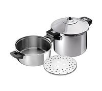 Kuhn Rikon Set Duromatic Inox, Olla a Presión Super Rápida, Apta para Inducción, Óptima Distribucion del Calor, Acero Inoxidable 18/10, Set olla 6L/24cm + cuerpo 4L/24cm