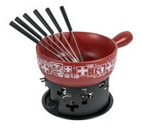 KUHN RIKON Suisse - Fondue de queso (23 cm de diámetro, 2,6 litros, ideal para 4-6 personas, incluye 6 tenedores, hornillo y quemador de pasta (sin pasta combustible)